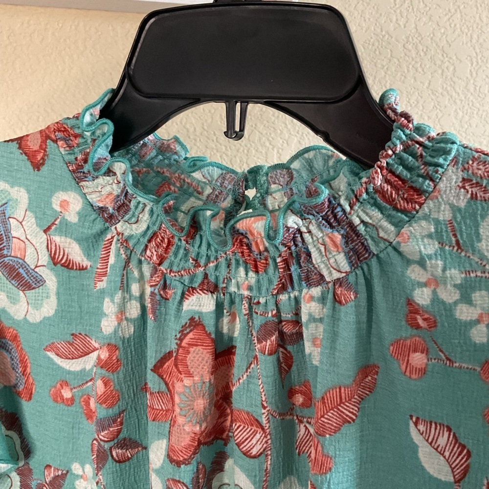 Melloday Womens High Neck Floral‎ Flowy Blouse Size Small - Picture 5 of 6